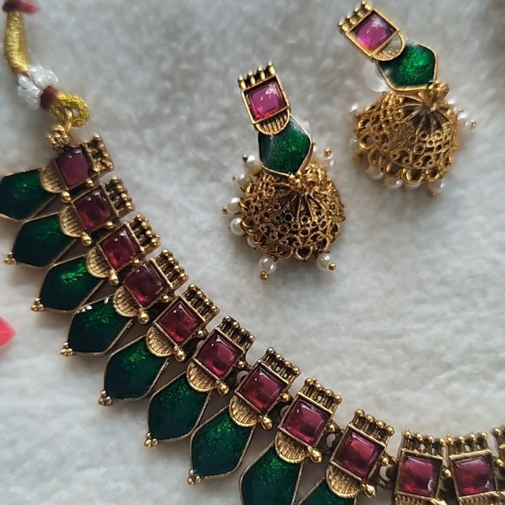 Nagapadam Neckpiece: Embrace the timeless beauty of Kerala-inspired jewellery with the Nagapadam Neckpiece