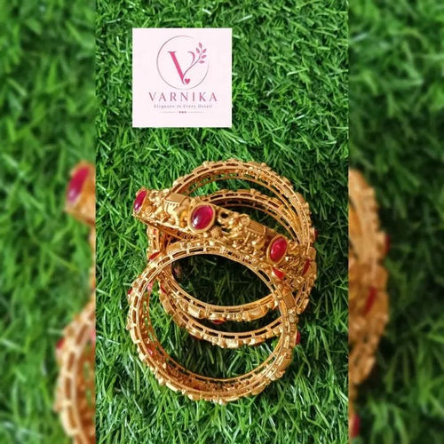 Elephant Ruby Bangles- Royal Temple Elegance by Varnika